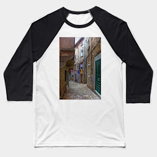 Back Street in Rovinj Old Town, Croatia Baseball T-Shirt